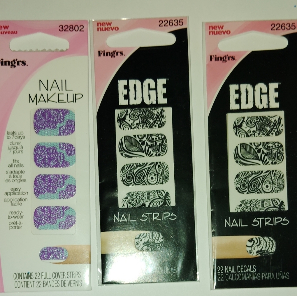 Edge Nail Strips - Black and Purple Designs